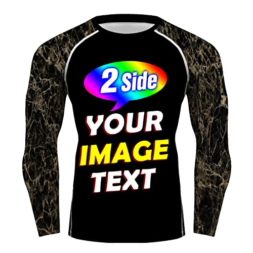 Design Your Own Men's Rash Guard Shirts Marble Long Sleeves Training Bjj Jiu Jitsu Compression Shirt Running Tee Athletic Fitness Gym Tops #TOP27
