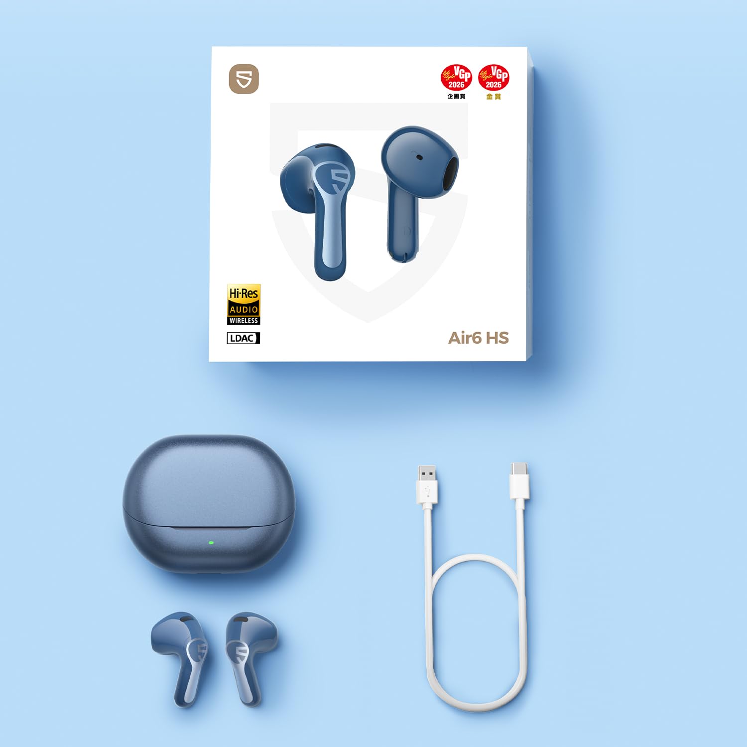 SoundPEATS Air6 HS Cuffie Semi-in-ear LDAC 45h IPX5, 4g, Blu