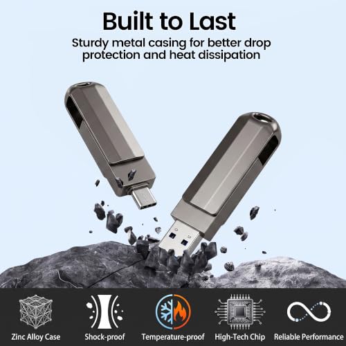 128GB USB Flash Drive, Dual USB-A & USB-C Thumb Drive, 2-in-1 Memory Stick for Photo, Video and File Backup, External Storage Drive for Android Phones, Tablets, Laptops and PCs - Image 5