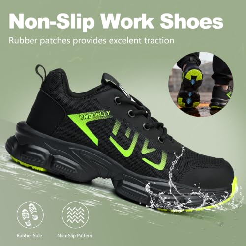 Image of Hogent Steel Toe Shoes for Men Women, Comfortable Wide Non Slip Work Shoes | ASTM Safety Steel Toe, Kevlar Puncture-Proof, Breathable, Lightweight, Wide Fit, Walking, Construction, Industrial, Warehouse