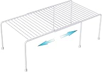 Vista 8 de Juego de 4 estantes organizadores para gabinete de cocina, organizador apilable y almacenamiento para armario, estante expandible con alzas