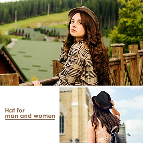 Akio&Aquirax Fedora Hats For Men Women 100% Australian Wool Mens Dress Hat With Brim Classic Felt Fedora Vintage #TOP6