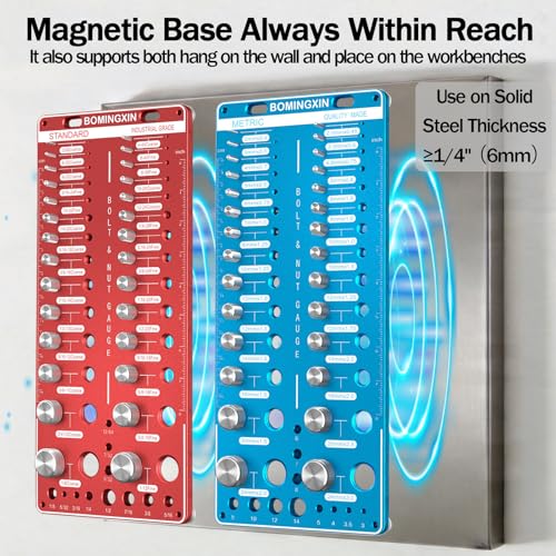 Upgrade Thread Checker, 78 Nut and Bolt Thread Checker with Magnetic Base, 28 Standard & 28 Metric & 22 Drill Bit Gauge, Wall-Mountable Bolt Thread Identifier Gauge for Quick Measurement by Bomingxin - Image 2