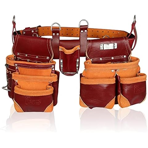 TRUTUCH Grain Leather Tool Belt | Tool Rig Set | Tool Pouch | Drywall Tool Belt | Carpenter Tool Bag | Leather Tool Belts for Men | Construction | Framers | Electrician (Maroon) Cover