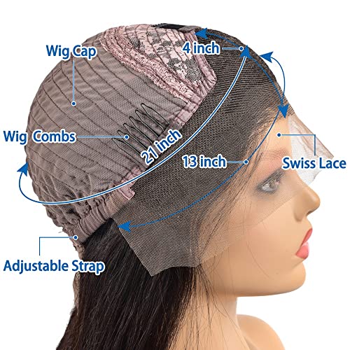 Mootaful Small Size Cap Wigs Straight 13×4 Lace Front Wigs 150% Density Pre Plucked With Baby Hair Brazilian Virgin Human Hair Wigs For Black Women(18Inch) #TOP4