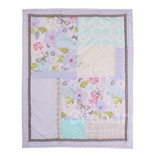 Brandream Baby Girl Purple Butterfly Crib Bedding Set Sweet Nursery Bedding 3 Piece Farmhouse Comforter Set,Fitted Sheet, Crib Skirt #TOP5