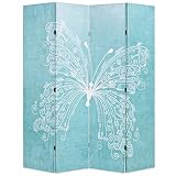 160 x 170 cm vidaXL Biombo Divisor Plegable Estampado de Mariposa Azul Separador de Ambientes Divisor de Estancias Habitación de Madera de Abeto 160x170 cm