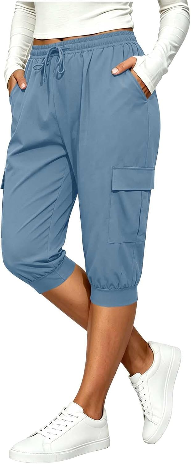 Women's Cargo Jogger Pants Drawstring Waist with Pockets