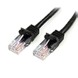 10m Black Cat5e Patch Cable with Snagless RJ45 Connectors - Long Ethernet Cable - 10 m Cat 5e UTP Cable (45PAT10MBK)