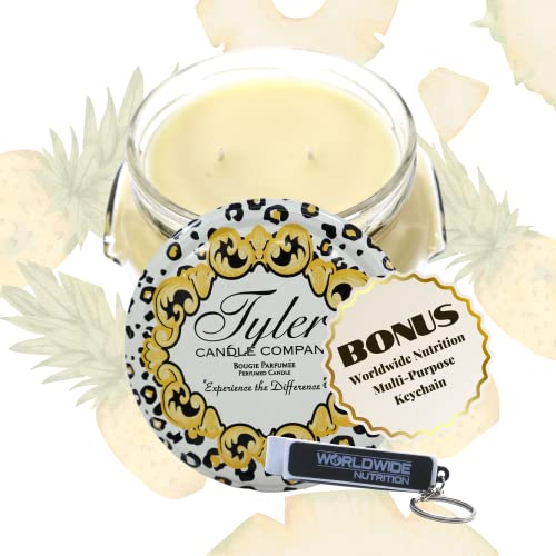 Tyler Candle Company Pineapple Crush Scent Jar Candle - Luxurious Scented Candle With Essential Oils - Long Burning Candles 110-120 Hours - Large Candle 22 Oz With Bonus Key Chain #TOP11