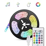 DIVERTIDA SINCRONIZACIÓN MÚSICA Y MULTICOLORES---tiras led rgb lleva micrófono incorporado que la luz brilla de forma inteligente con la música haciendo atmósfera dinámica,romántica o que desee según el tipo de música,y la iluminación tiene 16 colores con brillo ajustable que le lleva una vida colorosa,brilante y divertida