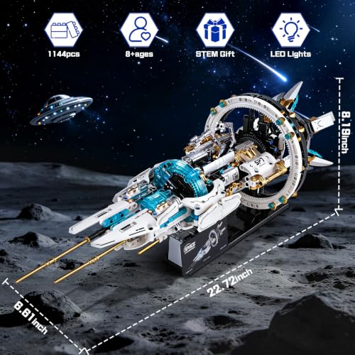 Spaceship Building Set for kids, Space Building Blocks with Light & Motor by OWNONE 1 - Used condition - Image 2