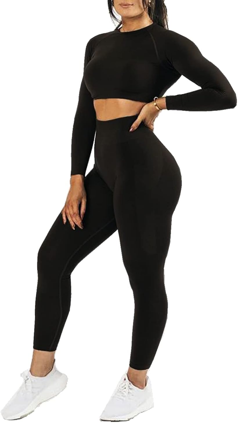 Manon Rosa - Conjuntos de entrenamiento para mujer 2 piezas ropa de yoga fitness ejercicio ropa deportiva leggings camiseta corta para gimnasio