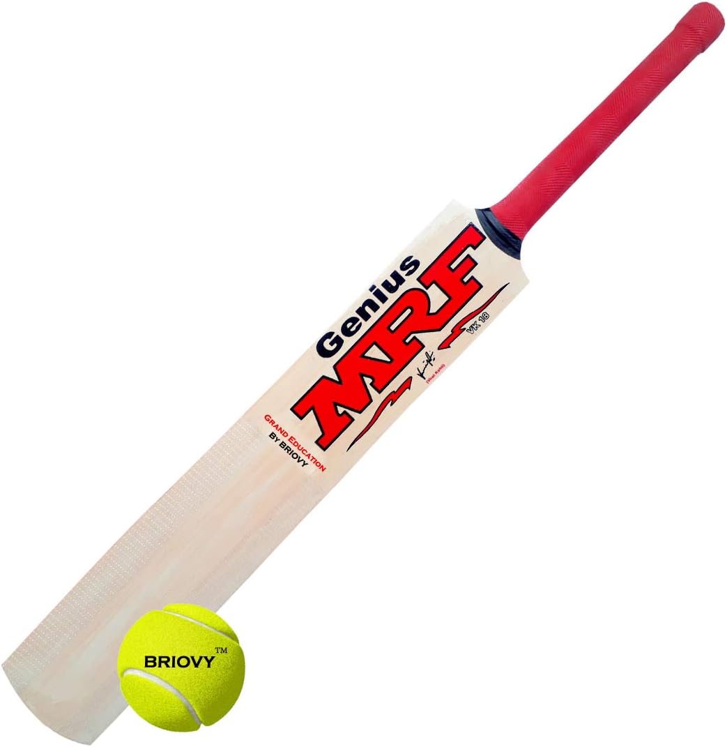 Poplar Willow Cricket Wooden Bat with Tennis Cricket Ball for Boys (MRF)