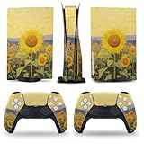 AoHanan Beautiful Yellow Flowers Oil Painting Floral 5 Skin Console and Controller Accessories Cover Skins Anime Vinyl Cover Sticker Full Set for 5 Disc Edition