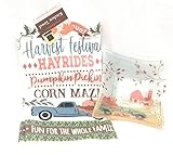 Servierschale aus Glas Dekorative blaue Pickup-Truck Kürbis-Ernte-Szene, Schee/Silo Kürbis-Aufnäher Glas Leckerlischale 12,7 x 12,7 x 3,8 cm plus ein blaues LKW-Handtuch