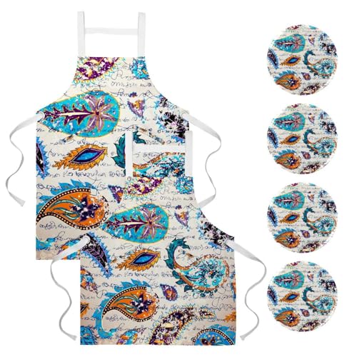 Tablier de cuisine restaurant et bistrot multicolore avec broches de travail