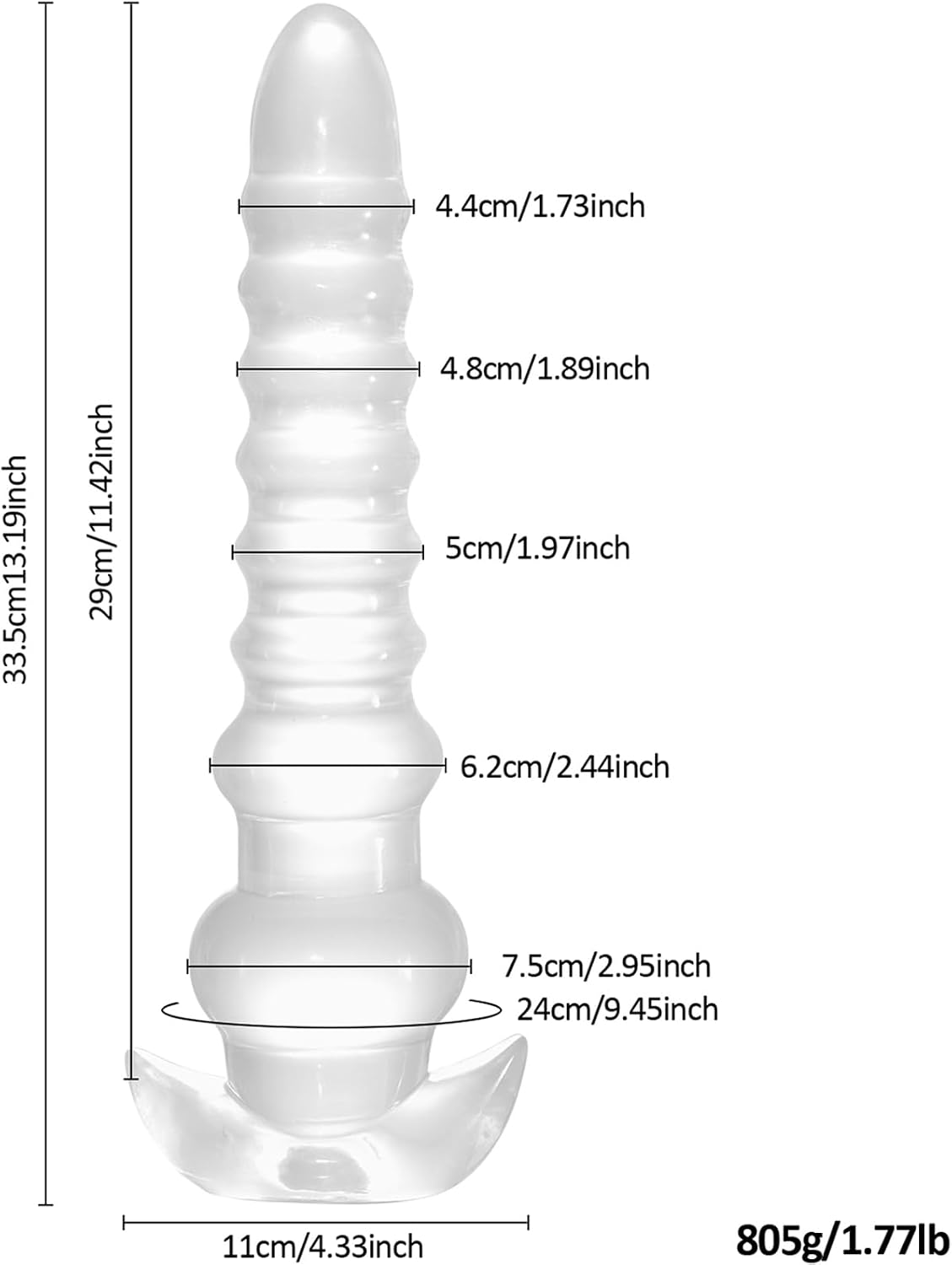 13.19 Inch Super Long Anal Beads Thread Butt Plugs,Clear Anal Opening Trainer,G-spot Dildo Vaginal Stimulation Prostate Massage for Men Women Couple,Adult Sex Toys