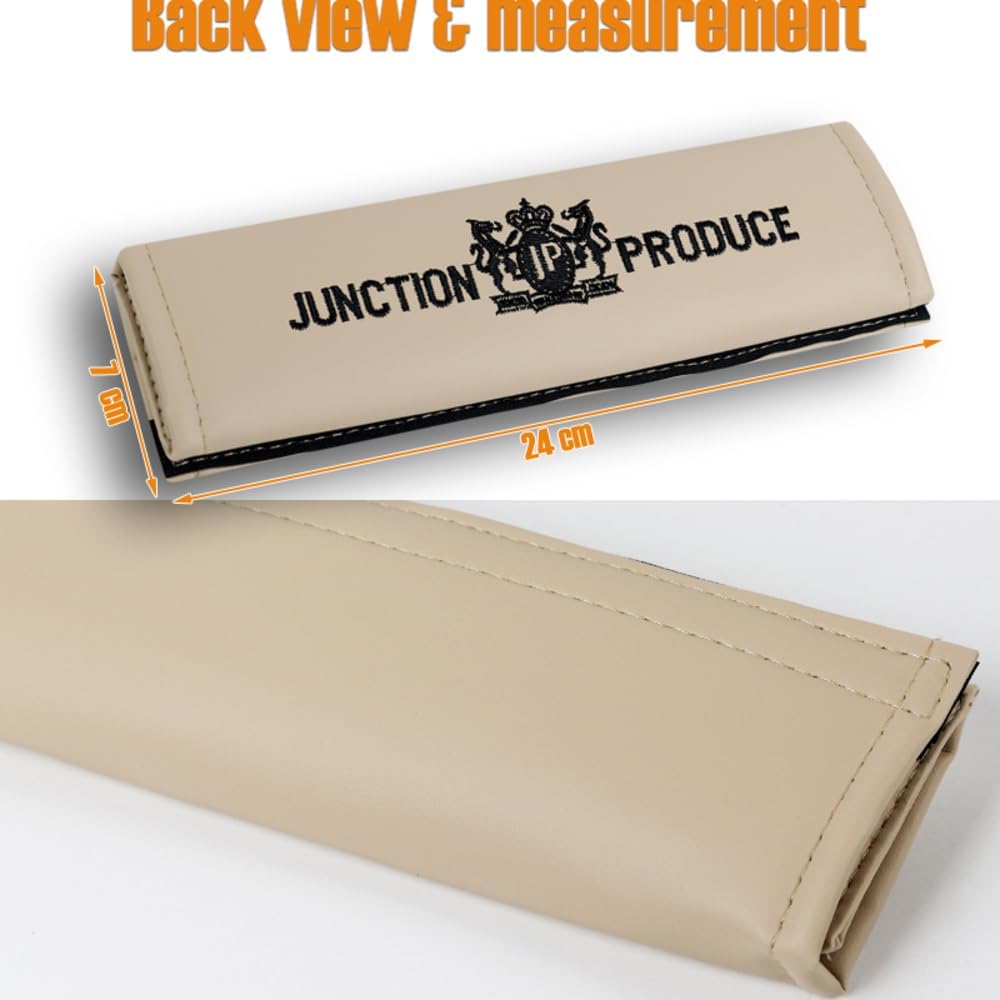 W-POWER 4PCS Junction Produce JDM Car Neck Pillow Headrest + JP VIP Embroidery Car Seat Belt Cover Set (Beige)