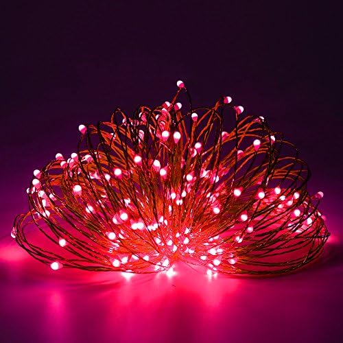 ErChen USB Dual-Color Led String Lights, 33FT 100 LEDs Color Changing Dimmable 8 Modes Copper Wire Fairy Lights with Remote Timer for Indoor Outdoor Christmas (Warm White, Red)