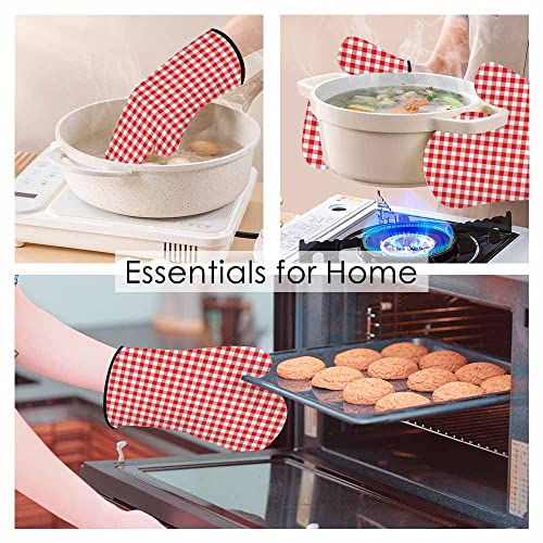Samgula Red Gingham Oven Mitts And Pot Holders Sets Stripes Squares Plaid Oven Mitt Heat Resistant 3Pcs For Cooking Baking Bbq #TOP2