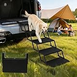 Niubya Foldable Dog Steps & Pet Stairs for Cars, SUVs, Trucks, Portable Lightweight Non-Slip Dog Ramp, Supports Up to 91kg - Aluminium Frame with ABS Treads, 5 Steps (Lightweight Design)