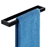 Sayayo Bathroom Towel Holder Hand Towel Ring Black Self Adhesive & Screw Towel Rail SUS304 Stainless Steel 12-inch Wall Mounted No Drilling, EGJF030-B
