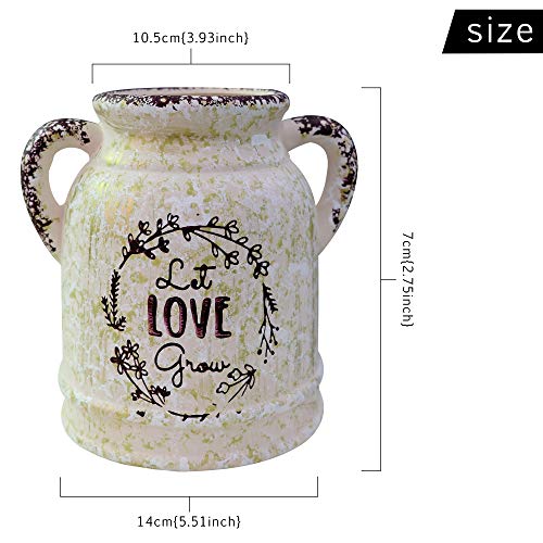 Soyizom Rustic Ceramic Vase Vintage Farmhouse Vase Shabby Chic Milk Jug Can Country Plant Pot French Decorative Bouquet Holder With Handle For Flower Arrangement Planter For Home Kitchen Wedding Decor #TOP6