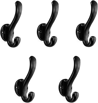 Coat Rack Wall Mounted, Premium Design Rust Free Coat Hanger Wall Hooks, Coat Rack with Hooks, Modern Wall Hooks, for Kitchen Entryway Bathroom Bedroom Color Black