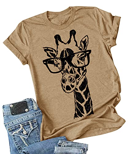 Auburet Womens Giraffe T Shirt Summer Funny Graphic Short Sleeve Crewneck Tees Casual Shirt Tops