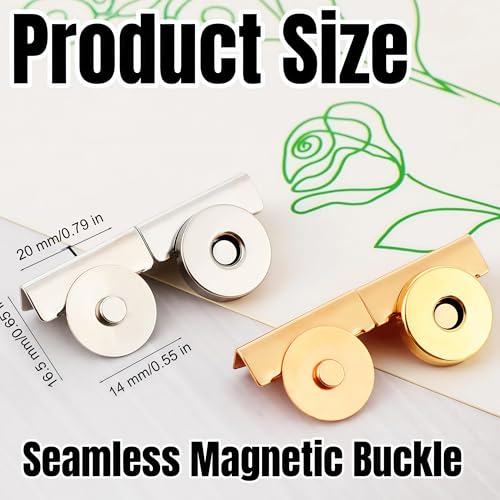image for Generic 16 Pcs Magnetic Snaps for Purses and Totes, Gold and Sliver Ma