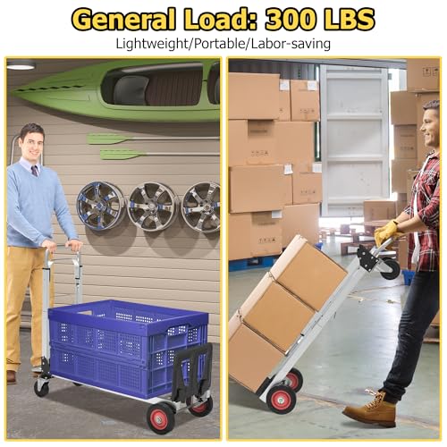 Carretilla plegable 3 en 1, capacidad 300 lbs, acero resistente miniatura 5
