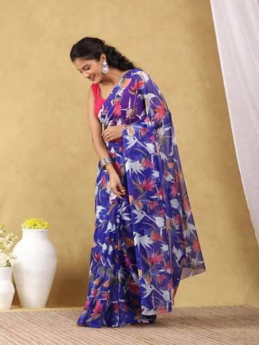 Image of Garden Vareli Floral Print Nara Chiffon Saree 73475