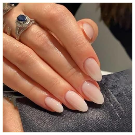 Ceboic 24 Piezas Nude Uñas Postizas Almendra Medianas, Francesas Degradado Rosa Blanco Press on Nails Naturales Adhesivas Uñas, Acrílicas Cubierta Completa Uñas Falsas 12 Tamaños para Mujeres y Niñas
