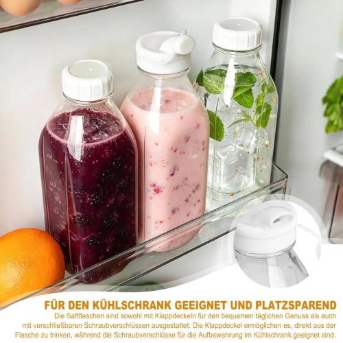 Foto von LYSPBAO 2 Stück Glasflaschen mit Deckel, Glasflasche 1 L, Smoothie Flasche