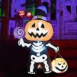 MIYIHA 1.8M Calabaza Inflable de Halloween con Cuerpo de Calavera Decoraciones al Halloween Decoracion Exterior Inflable...