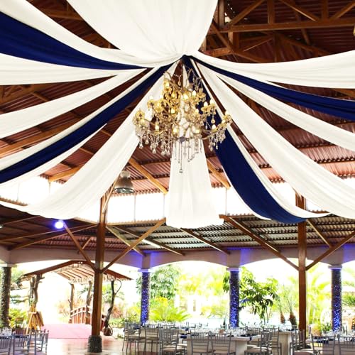 4 Panels Ivory Ceiling Drapes for Wedding 5ftx10ft Arch Draping Fabric Sheer Curtains Voile Chiffon Drapery for Party Ceremony Stage Swag Decorations