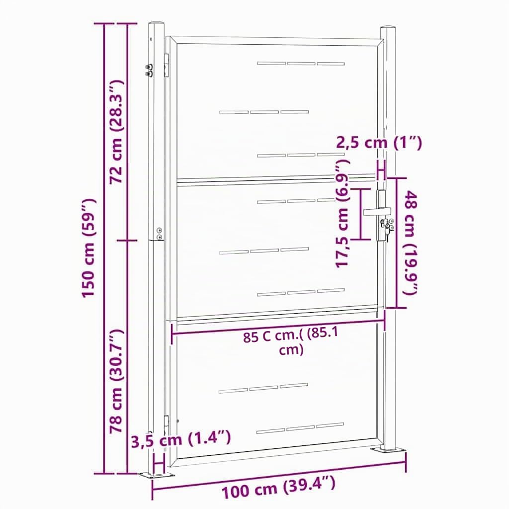 vidaXL Cancello da Giardino Argento 85 x 144 cm Acciaio Inossidabile, Cancello in Acciaio Moderno per Giardino e terrazza, barriera sicura e Ingresso Rettangolare