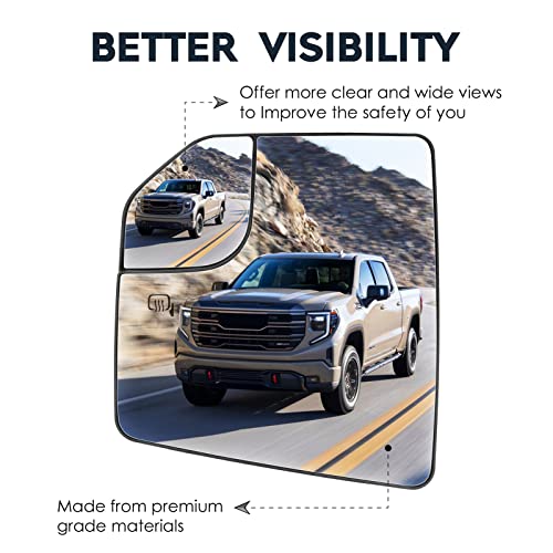 Driver Left Side Heated Blind Spot Mirror Glass Fit For 2015-2020 Ford F-150, Side View Mirror Glass, Replacement For Fl3Z17K707L #TOP2