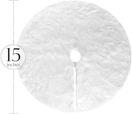 Miniatura 4 de Falda pequeña para árbol de Navidad, de piel sintética de lujo, 15 pulgadas, para decoración de mesa/debajo del árbol de Navidad (15 pulgadas / 16