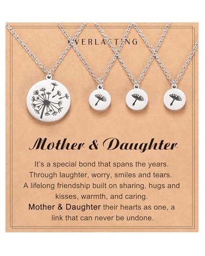 Shonyin Mother Daughter Necklace Set for 4 Dandelion Mommy and Me Jewelry