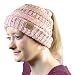 Produktbild cosey - Strick Wintermütze  Pferdeschwanz-Mütze mit Zopfloch für Damen und Mädchen - Gesprenkelt Rosa