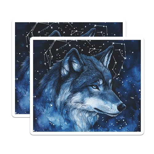 (2 Pack) Wolf Magnets - Starry Night Decor - Cosmic Animal Art - Mystical Wildlife Fridge Decor - 5" - Durable Magnet - Made in USA - MAG37636