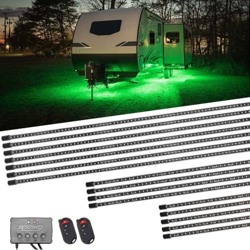 LEDGlow 16pc Million Color Slimline RV Camper LED Underglow Accent Lighting Kit for 30ft-35ft Recreational Vehicles - 10 Solid Colors - 13 Unique Patterns - Music Mode - Includes Control Box & Remotes