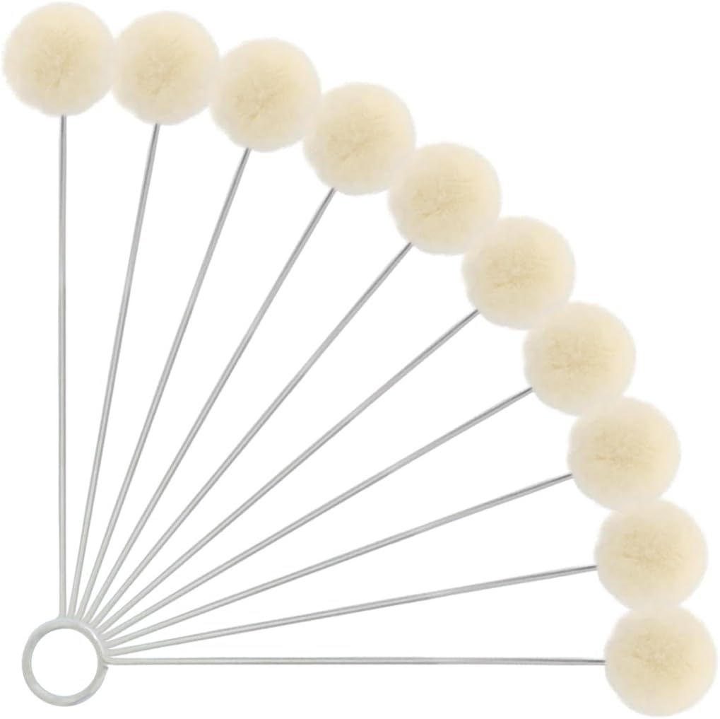 10 Pieces Wool Daubers Ball Brush Leather Dye Tool with Metal Handle, Wool Balls Dauber Dyeing Applicator, Leather Dye Applicator for DIY Crafts Projects