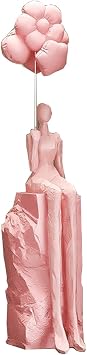 GIZNXBA Women Statue Sculptures Abstract Girl Holding Balloon Sculpture Modern Aesthetic Figurine Decoration for Home Living Room Bedroom Office Shelf Table Desk Bookshelf DecorPink