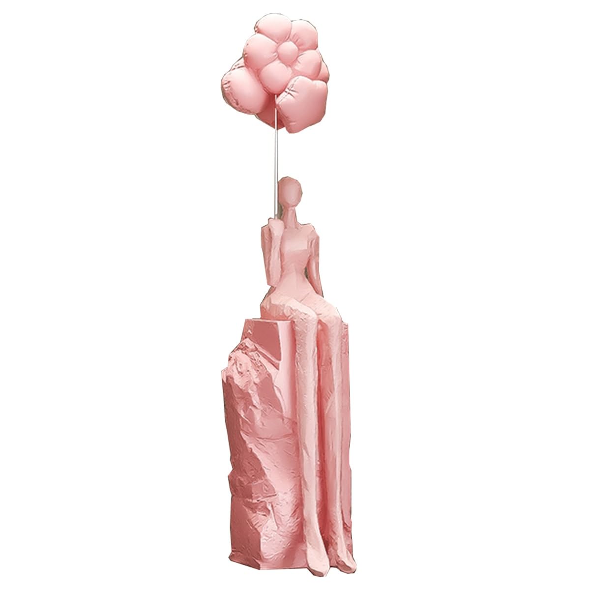 Abstrakcyjna dziewczyna trzymająca balonową rzeźbę Nowoczesna...(Pink)