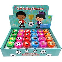 TINYMILLS 24 Pcs Soccer Stampers for Kids Party Favor Goodie Bag Stuffers Pinata Fillers Soccer Futbol Gifts Carnival Prizes Team Party Favor Rewards