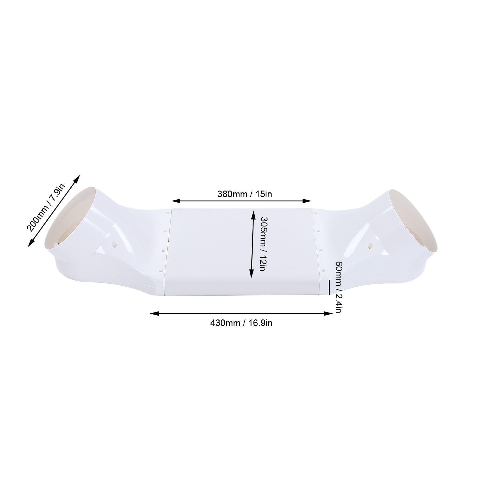 Fafeicy Kit de Transición de Conducto ABS de 200mm, Adaptador Redondo a Plano, Tubo de Cruce de Haz sin Taladro para de Ventilación de Secadora en Lavandería Doméstica