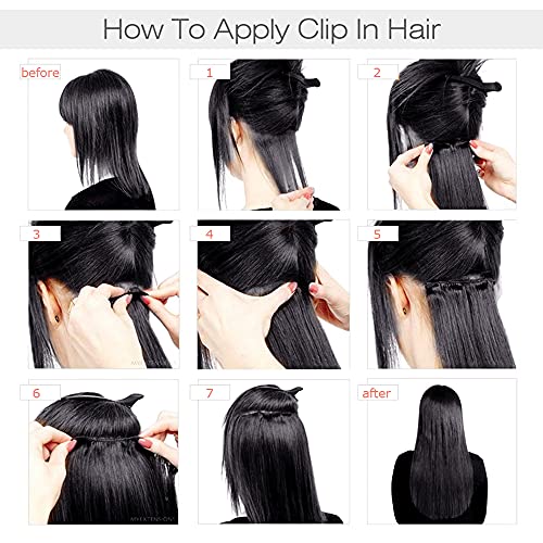 Mihugass Remy Hair Extensions Full And Thick 14 Inch Brazilian Silky Straight Clip In Human Hair For Black Women Natural Black 8Pcs With 18Clips Per Set 120 Gram #TOP4